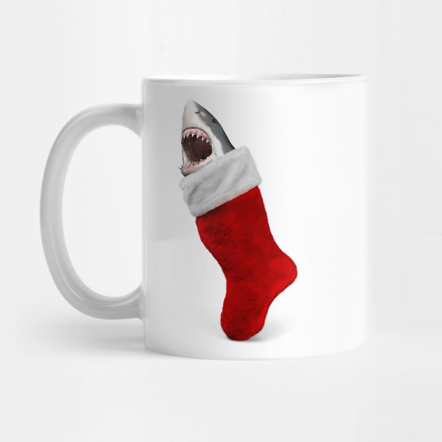 Shark in Christmas stocking | Funny Shark by Cosmic Story Designer